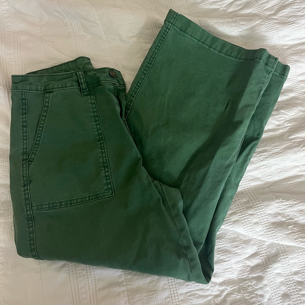 Green wide leg jeans